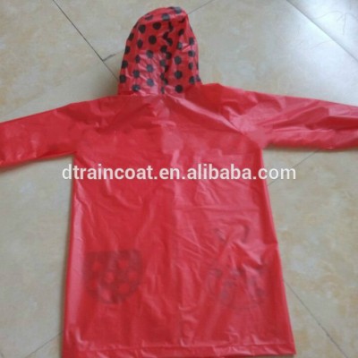 Kids PVC Red Cartoon Raincoat for School and Kindergarten