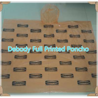 PE Disposable Full Printing Poncho for Promotion