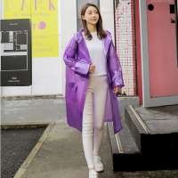 BSCI Factory Waterproof Fashion Reusable Custom Women Purple Pvc Rain coat