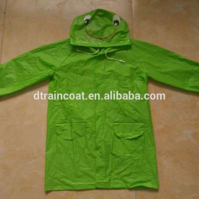 Inodorous Green Frog Cute 100% PVC Raincoat Kids