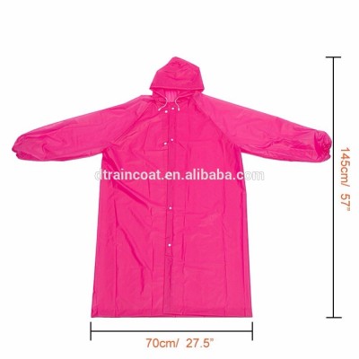 Different Colors Adult Impermeable 100% PEVA Raincoat travel poncho rubber raincoats