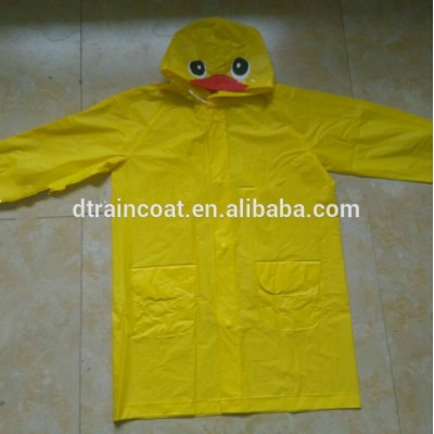 Inodorous Cartoon Yellow Duck Cute Children PVC Raincoat Raincoat